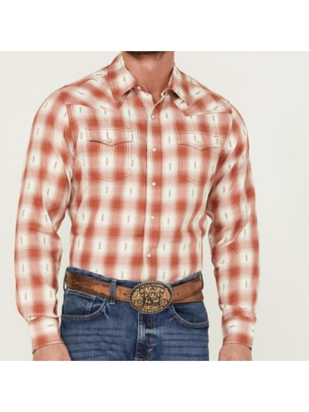 Wrangler Retro Men's Plaid Print Long Sleeve Snap Performance Western Shirt XXL